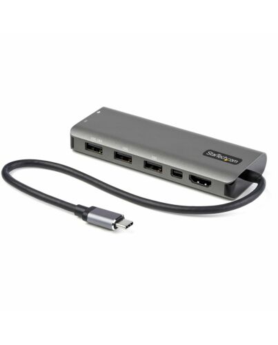 StarTech.com USB C Multiport Adapter - USB-C to HDMI or Mini DisplayPort 4K 60Hz, 100W Power Delivery Pass-Through, 4-Port 10Gbps USB Hub - USB Type-C Mini Dock - w/ 12