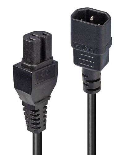 Lindy 2m IEC C14 to IEC C15 'Hot Condition' Power Cable, Black 30314