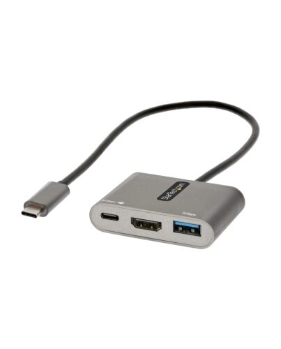 StarTech.com USB C Multiport Adapter, USB-C to HDMI 4K Video, 100W PD Pass-Through, USB 3.0 Hub 5Gbps (1xType-C/1xA), USB-C Mini Dock, USB-C Travel Dock, Portable Laptop Docking Station CDP2HDUACP2