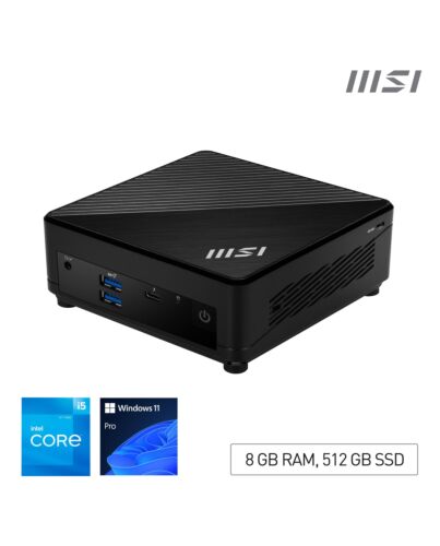 MSI Cubi 5 12M Intel Core i5 1235U Desktop PC, NUC, SFF, Mini Computer, HTPC, (8GB RAM, 512GB SSD, Windows 11 PRO), IRIS XE Graphics/ThunderBolt 4/Type C/HDMI/DisplayPort/Dual LAN/WiFi 6E/BT 5.3/VESA CUBI 5 12M I5 1235U FS 8GB 512GB W11P