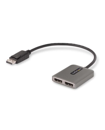 StarTech.com 2-Port DisplayPort MST Hub, Dual 4K 60Hz, DP to 2x DisplayPort Monitor Adapter, DP 1.4 Multi-Monitor Video Adapter, 1ft (30cm) Built-in Cable, USB Powered, Windows Only MST14DP122DP