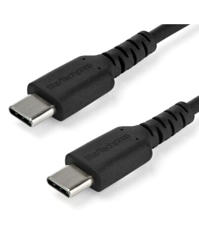 StarTech.com 1m USB C Charging Cable - Durable Fast Charge & Sync USB 2.0 Type C to USB C Laptop Charger Cord - TPE Jacket Aramid Fiber M/M 60W Black - Samsung S10 S20 iPad Pro MS Surface RUSB2CC1MB