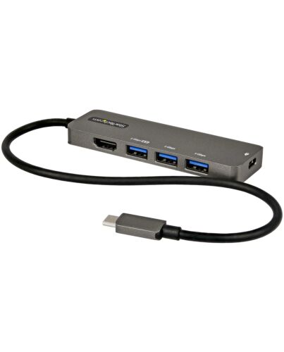 StarTech.com USB C Multiport Adapter - USB-C to HDMI 2.0b 4K 60Hz (HDR10), 100W Power Delivery Pass-Through, 4-Port USB 3.0 Hub - USB Type-C Mini Dock - 12