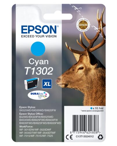 Epson Stag Singlepack Cyan T1302 DURABrite Ultra Ink C13T13024012