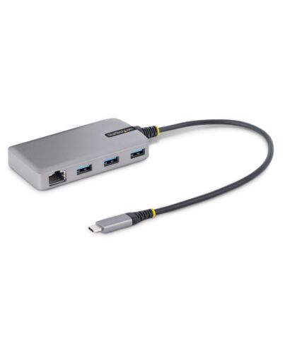 StarTech.com 3-Port USB-C Hub with Ethernet - 3x USB-A Ports, Gigabit Ethernet RJ45, USB 3.0 5Gbps, Bus-Powered, 1ft/30cm Long Cable - Portable Laptop USB Type-C Hub Adapter w/GbE 5G3AGBB-USB-C-HUB
