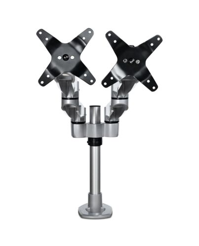StarTech.com Desk Mount Dual Monitor Arm - Premium Articulating Monitor Arm - up to 30” VESA Mount Displays - Height Adjustable Monitor Mount - Rotate/Tilt/Swivel - Clamp/Gmet - Silver ARMDUALPS