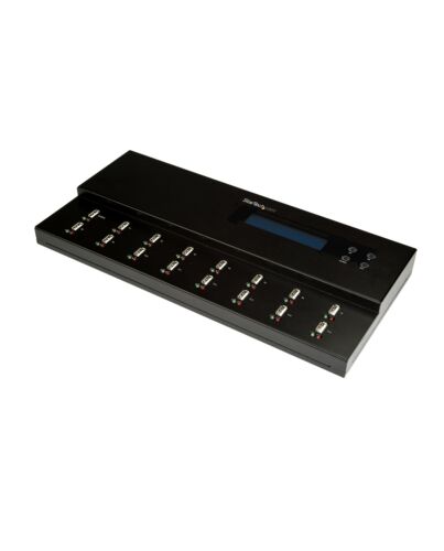 StarTech.com Standalone 1 to 15 USB Thumb Drive Duplicator and Eraser, Multiple USB Flash Drive Copier, System and File and Whole-Drive  at 1.5 GB/min, Single and 3-Pass Erase, LCD Display - TAA USBDUPE115