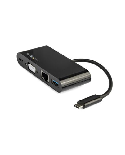 StarTech.com USB C Multiport Adapter - Mini USB-C Dock w/ Single Monitor VGA 1080p Video - 60W Power Delivery Passthrough - USB 3.1 Gen 1 Type-A 5Gbps, Gigabit Ethernet - Docking Station DKT30CVAGPD