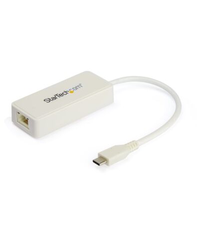 StarTech.com USB C to Gigabit Ethernet Adapter w/USB A Port - White 1Gbps NIC USB 3.0/USB 3.1 Type C Network Adapter - 1GbE USB-C RJ45/LAN TB3 Compatible Windows MacBook Pro Chebook US1GC301AUW