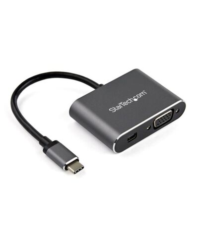 StarTech.com USB C Multiport Video Adapter - USB-C to 4K 60Hz Mini DisplayPort 1.2 or 1080p VGA Monitor Adapter - USB Type-C 2-in-1 MDP HBR2 HDR/VGA Display Converter - TB3 Compatible CDP2MDPVGA