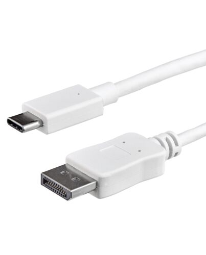 StarTech.com 3ft/1m USB C to DisplayPort 1.2 Cable 4K 60Hz - USB-C to DisplayPort Adapter Cable HBR2 - USB Type-C DP Alt e to DP Monitor Video Cable - Works w/ Thunderbolt 3 - White CDP2DPMM1MW