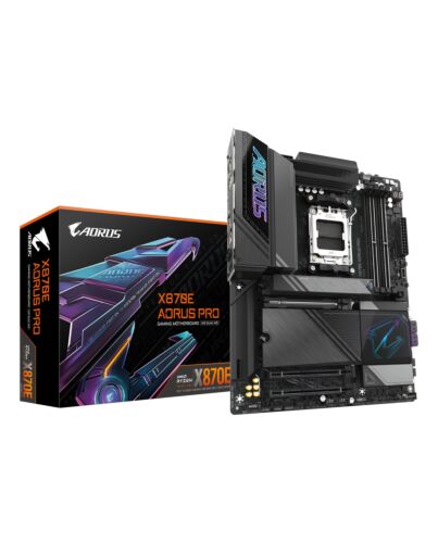 GIGABYTE X870E AORUS PRO Motherboard - Supports AMD Ryzen 9000 CPUs, 16+2+2 Phases Digital VRM, up to 8000MHz DDR5 (OC), 3xPCIe 5.0 + 1xPCIe 4.0,Wi-Fi 7, 2.5GbE LAN, USB 4 X870E AORUS PRO