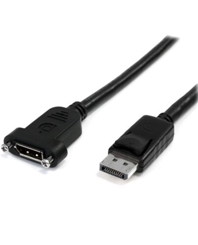 StarTech.com 3ft (1m) Panel Mount DisplayPort Cable - 4K x 2K - DisplayPort 1.2 Extension Cable Male to Female - DP Video Extender Cord with Panel Mount DP Connector - DP Monitor Cable DPPNLFM3PW