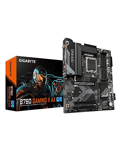 GIGABYTE B760 GAMING X AX Motherboard - Supports Intel Core 14th Gen CPUs, 8+1+1 Phases Digital VRM, up to 7600MHz DDR5 (OC), 3xPCIe 4.0 M.2, Wi-Fi 6E, 2.5GbE LAN, USB 3.2 Gen 2 B760 GAMING X AX