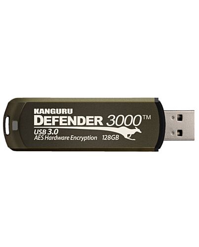 iStorage Kanguru Defender 3000™ SuperSpeed USB 3.0 128 GB| Secure Flash Drive | FIPS 140-3 Level 3 pending, FIPS 140-2 Level 3  | AES-XTS 256-bit Hardware Encryption | TAA Compliant| KDF3000-128G