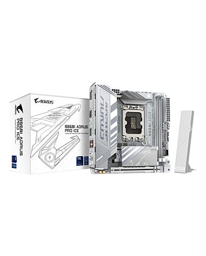 GIGABYTE B860I AORUS PRO ICE Motherboard - Intel Core Ultra Series CPUs, 8+1+2+1 Phases VRM, up to 9200MHz DDR5, 1xPCIe 5.0 + 1xPCIe 4.0 M.2, 2.5GbE LAN, WIFI 7, Thunderbolt 4 B860I AORUS PRO ICE
