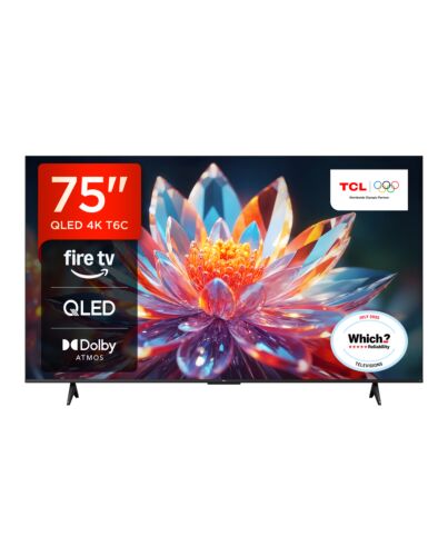 TCL T6C -UK 75 inch QLED 4K HDR 10+ Dolby Vision & Atmos Smart Fire TV 75T6C-UK