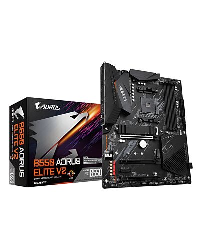 GIGABYTE B550 AORUS ELITE V2 Motherboard - AMD Ryzen 5000 CPUs, 12+2 Phases VRM, up to 4733MHz DDR4, 1xPCIe 4.0 + 1xPCIe 3.0 M.2, 2.5GbE LAN, USB 3.2 Gen 2 B550 AORUS ELITE V2