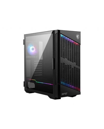 MSI MPG VELOX 100P AIRFLOW Mid Tower Gaming Computer Case 'Black, 3x 120mm Fan + 1x 120mm ARGB Fan, ARGB light strip, USB Type-C, 1x Tempered Glass, Center, E-ATX, ATX, mATX, mini-ITX' MPG VELOX 100P AIRFLOW