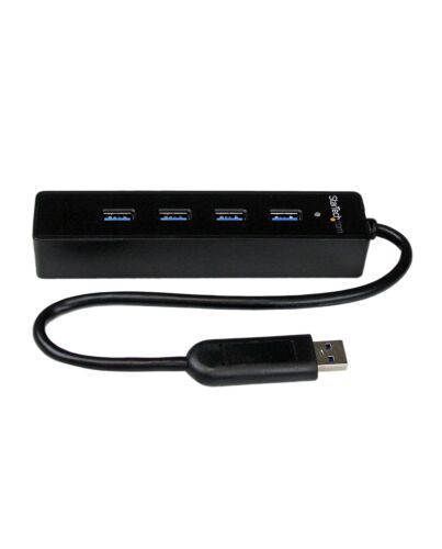 StarTech.com 4 Port Portable SuperSpeed USB 3.0 Hub with Built-in Cable~4 Port Portable SuperSpeed USB 3.0 Hub with Built-in Cable - 5Gbps ST4300PBU3