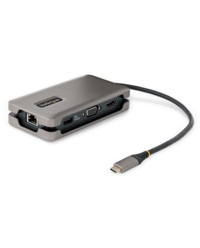 StarTech.com USB-C Multiport Adapter - HDMI/VGA - 4K 60Hz - 3-Port USB Hub - 100W Power Delivery Pass-Through - GbE - Travel Mini Docking Station w/ Charging - 1ft/30cm Wrap-Around Cable DKT31CVHPD3