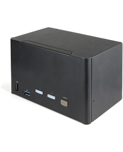 StarTech.com 2 Port Quad Monitor DisplayPort KVM Switch - 4K 60Hz UHD HDR - Desktop 4K DP 1.2 KVM with 2 Port USB 3.0 Hub (5Gbps) & 4x USB 2.0 HID Ports, Audio - Hotkey Switching - TAA SV231QDPU34K