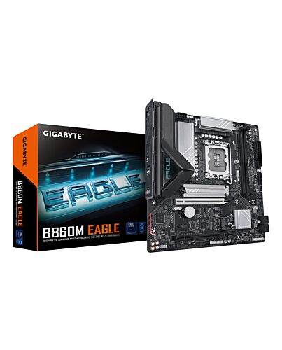 GIGABYTE B860M EAGLE Motherboard - Intel Core Ultra Series CPUs, 6+1+2+1 Phases VRM, up to 9066MHz DDR5, 1xPCIe 5.0 + 1xPCIe 4.0 M.2, 2.5GbE LAN, USB 3.2 Gen 1 B860M EAGLE