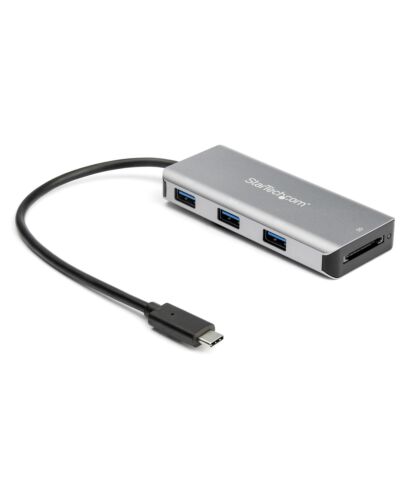 StarTech.com 3 Port 10Gbps USB C Hub with SD Card Reader - 3x USB-A & 1x SD Slot - Portable USB 3.1/3.2 Gen 2 Type C Adapter Hub - Laptop Hub - USB Bus Powered - Thunderbolt 3 Compatible~3 Port 10Gbps USB C Hub with SD Card Reader - 3x USB-A & 1x SD Slot HB31C3ASDMB