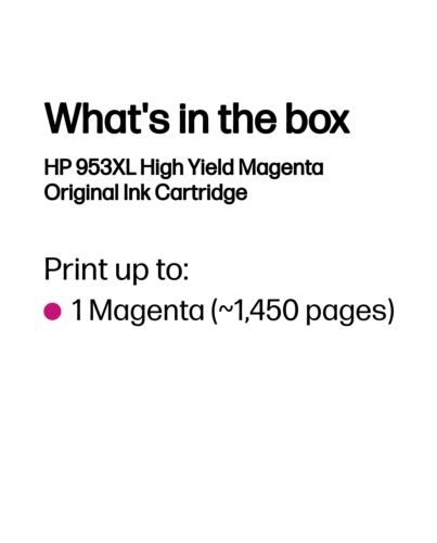 HP 953XL High Yield Magenta Original Ink Cartridge F6U17AE#BGY