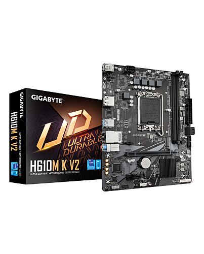 GIGABYTE H610M K V2 Motherboard - Intel Core 14th CPUs, up to 5600MHz DDR5, 1xPCIe 3.0 M.2, 1GbE LAN, USB 3.2 Gen 1 H610M K V2