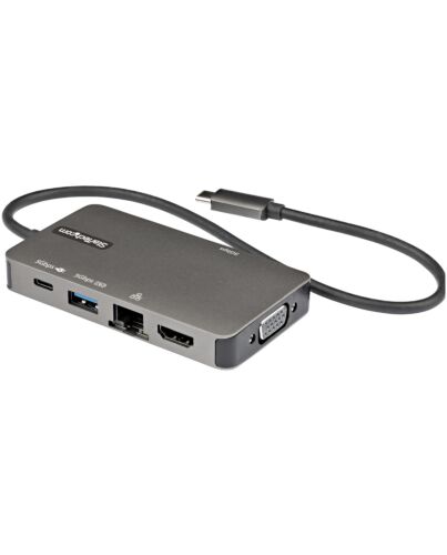 StarTech.com USB-C Multiport Adapter - USB-C to 4K 30Hz HDMI or 1080p VGA - USB Type-C Mini Dock w/ 100W Power Delivery Passthrough, 3-Port USB Hub 5Gbps, GbE - 12