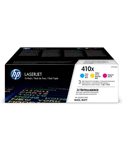 HP 410X 3-pack High Yield Cyan/Magenta/Yellow Original LaserJet Toner Cartridges CF252XM