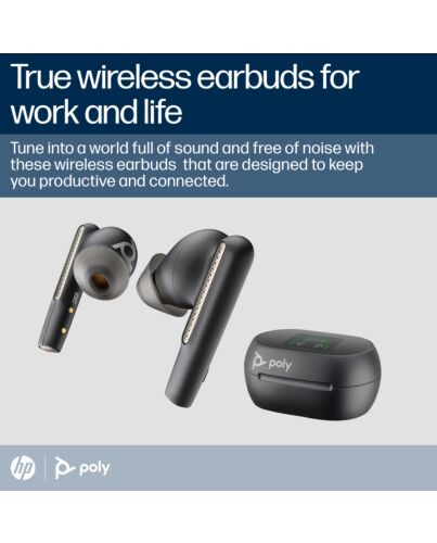 HP Poly Voyager Free 60+ UC Carbon Black Earbuds +BT700 USB-A Adapter +Touchscreen Charge Case 7Y8G3AA