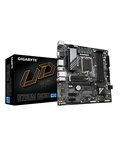 GIGABYTE B760M DS3H Motherboard - Supports Intel Core 14th Gen CPUs, 6+2+1 Phases Digital VRM, up to 7600MHz DDR5 (OC), 2xPCIe 4.0 M.2, 2.5GbE LAN, USB 3.2 Gen B760M DS3H