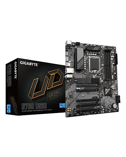 GIGABYTE B760 DS3H Motherboard - Supports Intel Core 14th Gen CPUs, 8+2+1 Phases Digital VRM, up to 7600MHz DDR5 (OC), 2xPCIe 4.0 M.2, GbE LAN, USB 3.2 Gen 2x2 B760 DS3H