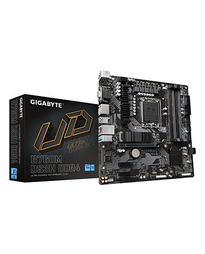 GIGABYTE B760M DS3H DDR4 Motherboard - Supports Intel Core 14th Gen CPUs, 6+2+1 Phases Digital VRM, up to 5333MHz DDR4 (OC), 2xPCIe 4.0 M.2, 2.5GbE LAN, USB 3.2 Gen2 B760M DS3H DDR4