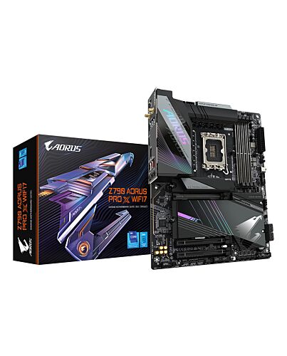 GIGABYTE Z790 AORUS PRO X WIFI7 Motherboard - Supports Intel Core 14th Gen CPUs, 18+1+2 phases VRM, up to 8266MHz DDR5 (OC), 1xPCIe 5.0 + 4xPCIe 4.0 M.2, Wi-Fi 7, 5GbE LAN, USB 3.2 Gen 2 Z790 AORUS PRO X WIFI7
