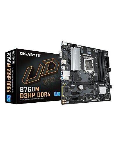 GIGABYTE B760M D3HP DDR4 Motherboard - Supports Intel Core 14th Gen CPUs, 4+1+1 Phases Digital VRM, up to 5333MHz DDR4 (OC), 2xPCIe 4.0 M.2, GbE LAN, USB 3.2 Gen1 B760M D3HP DDR4