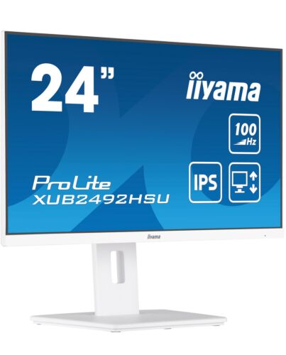 iiyama 24” IPS technology panel with 150mm height adjustable stand and 100Hz refresh rate XUB2492HSU-W6