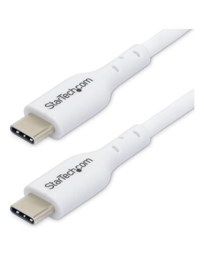 StarTech.com 1m (3.3ft) White USB-C Charging Cable, USB C Cable, USB 2.0 Type-C Laptop Charger Cord, 60W 3A Power Delivery, TPE Jacket, USB-C Data Transfer Cable, M/M USB2CC1MNCWHE