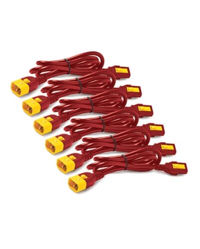 APC Power Cord Kit (6 ea), Locking, C13 TO C14, 0.6m, Red AP8702S-WWX340
