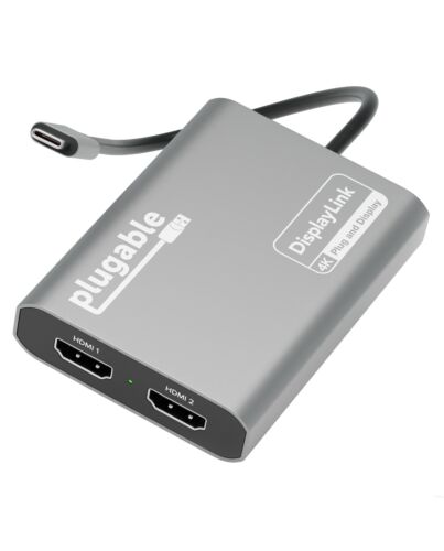 Plugable Technologies USB C to HDMI Adapter, Dual Monitor 4K 60Hz for Apple Mac M1/M2/M3, DisplayLink Multiple Displays for Thunderbolt Macbook or iMac, Driver Required (USBC-6950M) USBC-6950M
