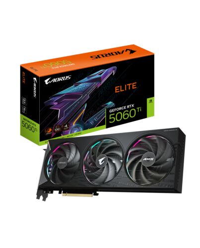GIGABYTE AORUS GeForce RTX 5060 Ti ELITE 16G Graphics Card - 16GB GDDR7, 128bit, PCI-E 5.0, 2722MHz Core Clock, 3 x DisplayPort, 1 x HDMI, GV-N506TAORUS E-16GD GV-N506TAORUS E-16GD