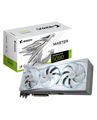 GIGABYTE AORUS GeForce RTX 5090 MASTER ICE 32G Graphics Card - 32GB GDDR7, 512bit, PCI-E 5.0, 2655MHz Core Clock, 3 x DP 2.1a, 1 x HDMI 2.1b, NVIDIA DLSS 4, GV-N5090AORUSM ICE-32GD GV-N5090AORUSM ICE-32GD