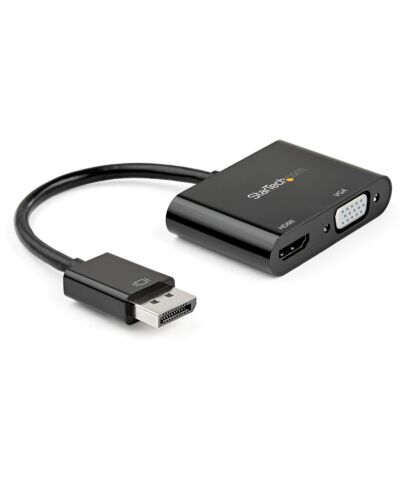 StarTech.com DisplayPort to HDMI VGA Adapter - DisplayPort 1.2 HBR2 to HDMI 2.0 (4K 60Hz) or VGA 1080p Converter Dongle - DP to HDMI or VGA Monitor Adapter - Digital Video Display Adapter DP2VGAHD20