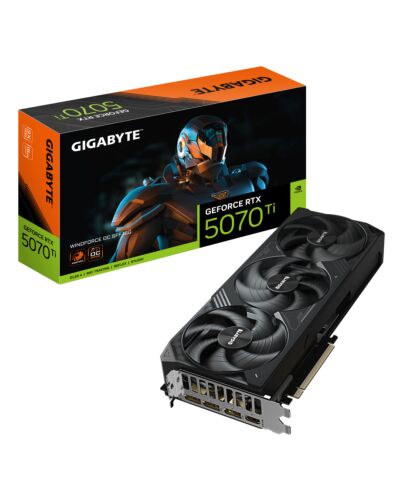 GIGABYTE GeForce RTX 5070 Ti WINDFORCE OC SFF 16G Graphics Card - 16GB GDDR7, 256bit, PCI-E 5.0, 2497 MHz Core Clock, 3 x DP 2.1a, 1 x HDMI 2.1b, NVIDIA DLSS 4, GV-N507TWF3OC-16GD GV-N507TWF3OC-16GD