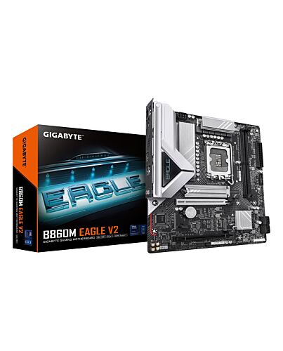 GIGABYTE B860M EAGLE V2 Motherboard - Intel Core Ultra Series CPUs, 6+1+2 Phases VRM, up to 9066MHz DDR5, 1xPCIe 5.0 + 1xPCIe 4.0 M.2, 2.5GbE LAN, USB 3.2 Gen 1 B860M EAGLE V2