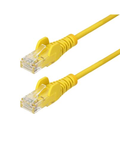 StarTech.com 50cm Yellow Slim CAT6 Ethernet Cable, Snagless, 100W PoE, UTP, LSZH, 28AWG Pure Bare Copper Wire, Slim RJ45 Network Patch Cord w/Strain Reliefs, Individually Tested N6PAT50CMYLS