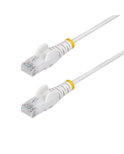 StarTech.com 15m White Slim CAT6 Ethernet Cable, Snagless, 100W PoE, UTP, LSZH, 28AWG Pure Bare Copper Wire, Slim RJ45 Network Patch Cord w/Strain Reliefs, Individually Tested N6PAT15MWHS