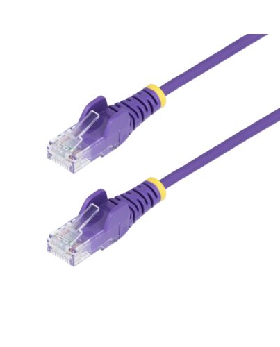 StarTech.com 15m Purple Slim CAT6 Ethernet Cable, Snagless, 100W PoE, UTP, LSZH, 28AWG Pure Bare Copper Wire, Slim RJ45 Network Patch Cord w/Strain Reliefs, Individually Tested N6PAT15MPLS